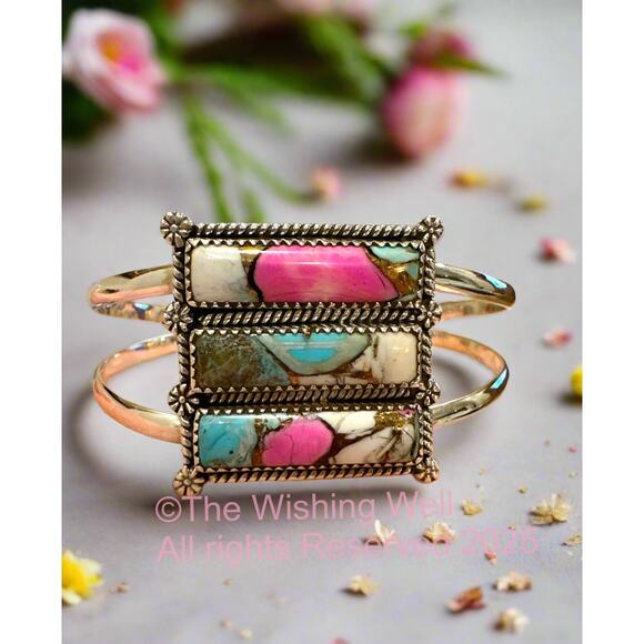 Cotton Candy Turquoise | Adjustable Cuff Bracelet 6-9” - Picture 1 of 4